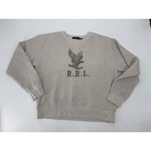 RRL Ralph Lauren Mens Eagle Graphic Fleece Sweatshirt Heather Gray XL